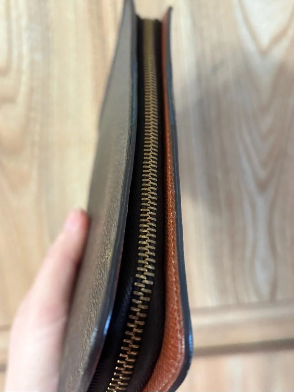 Auth LOUIS VUITTON monogram zipper wallet
